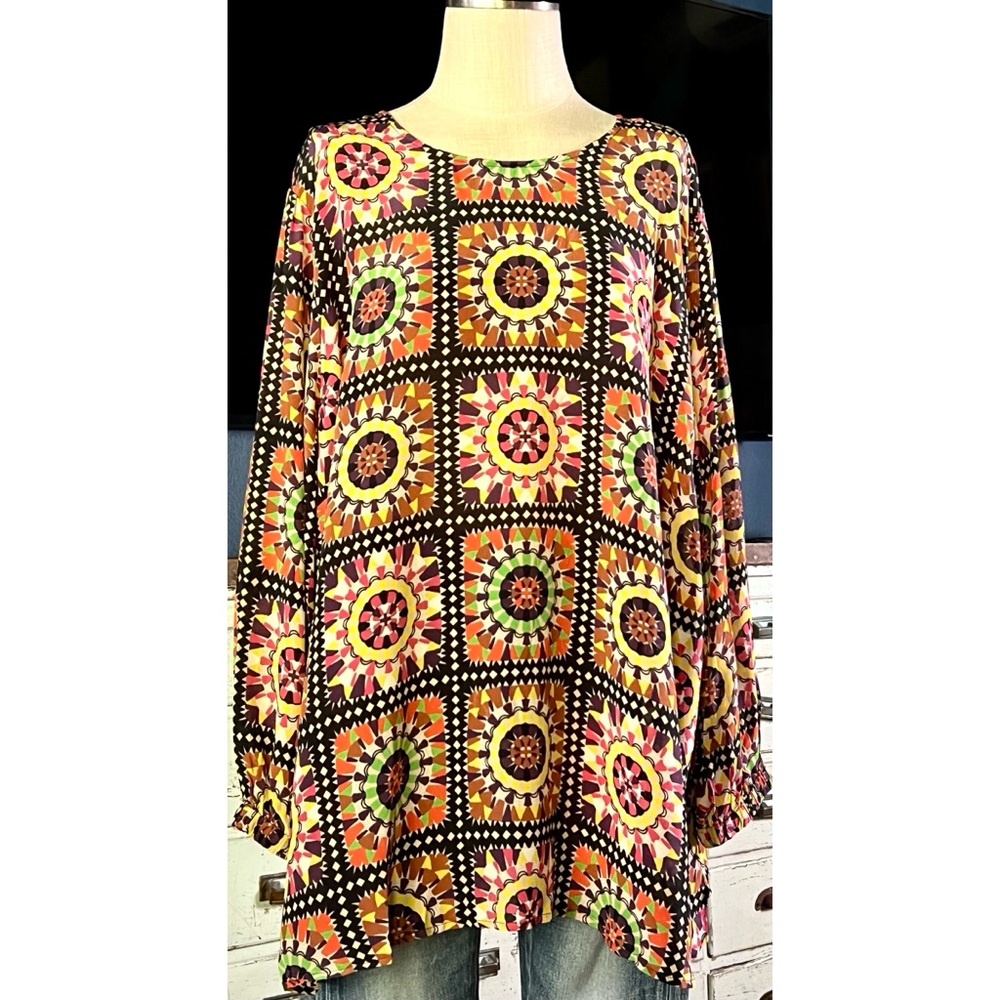 Johnny Was Lyon 100% Silk Blouse 2X
